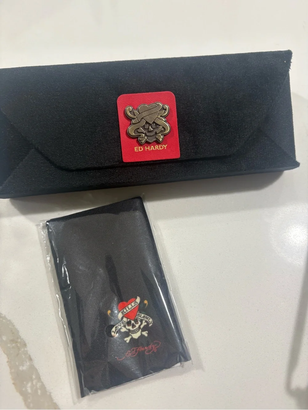 Ed Hardy Black Metal Frame Sunglasses with Dark Lenses